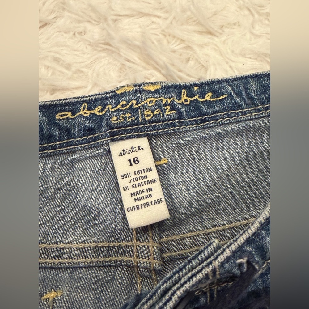 Abercrombie Kids Girls’ Micro Denim Drawstring Shorts 16 Stretch Low Rise Y2K - Picture 4 of 4
